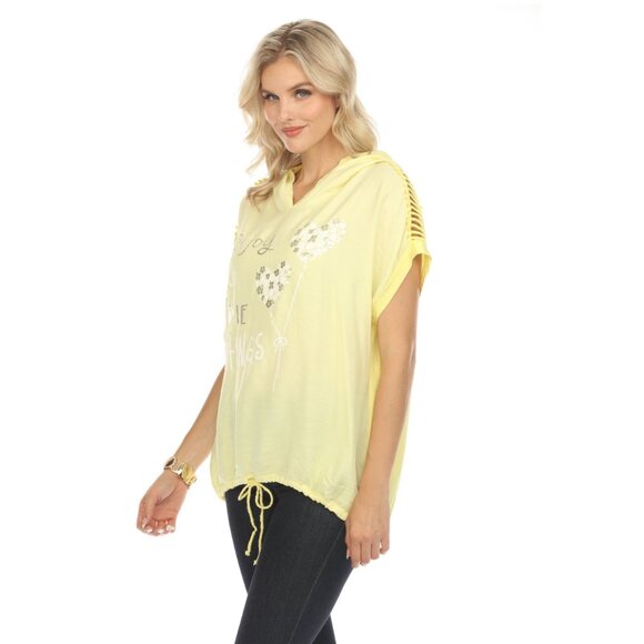 Yellow Hooded Top Dolman Window Sleeves - Picture 5 of 9
